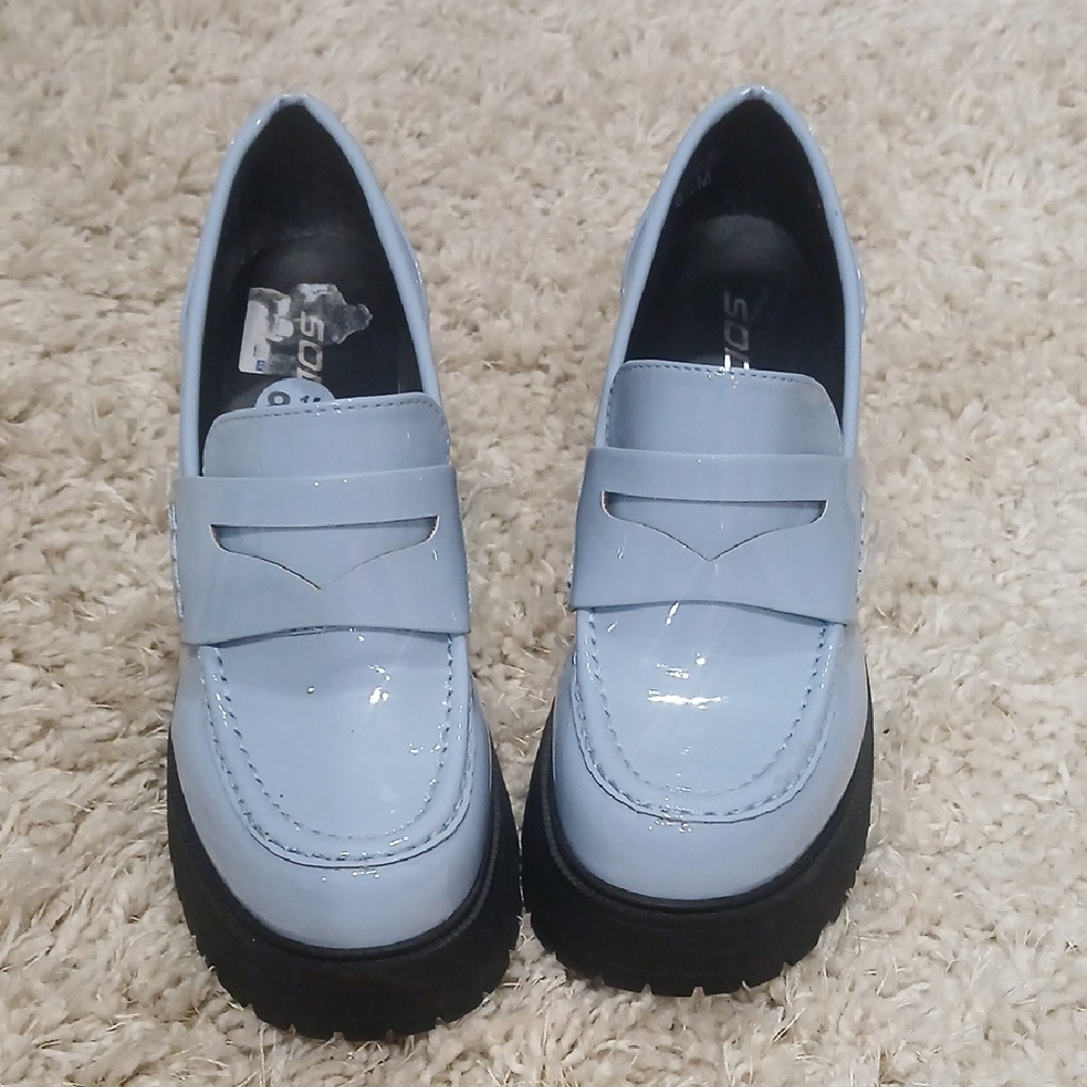 Soda Light Blue Patent Loafers